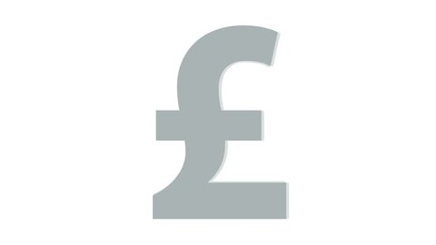 Animation rotation of symbol silver pound in white background