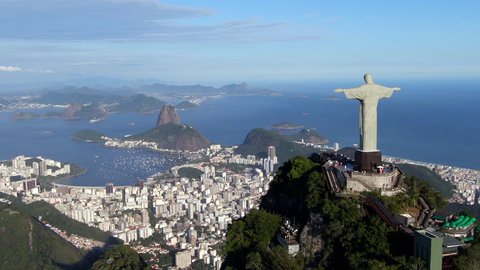 aerial view christ redeemer statue sugarloaf Stock Footage Video (100% ...