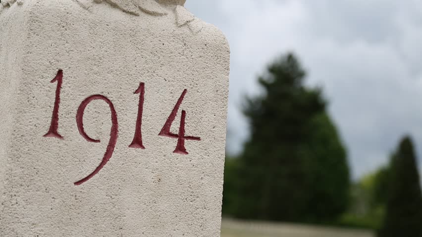 Verdun cemetery 1914 sign, Douaumont Ossuary. The Battle of Verdun was one of the most deadly of World War I. 