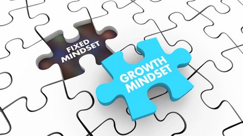 Fixed Vs Growth Mindset Puzzle Pieces 3d Animation