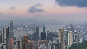Time lapse of Hong Kong cityscape from Victoria peak.