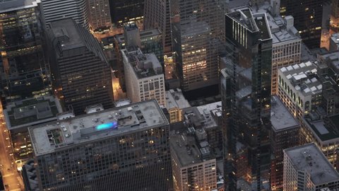 Chicago Circa-2015, aerial view of cityscape at night
