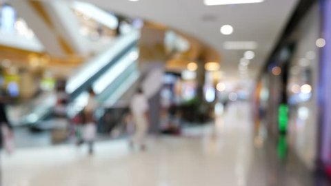 blur scene, people customer walking in modern lifestyle shopping mall