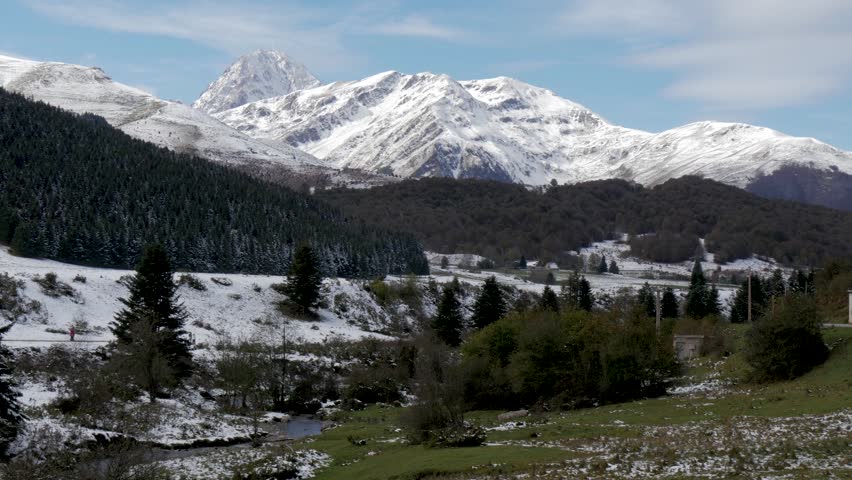 Pic du Midi de Bigorre in the french Pyrenees with snow