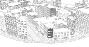 Drawing city loop white town seamless