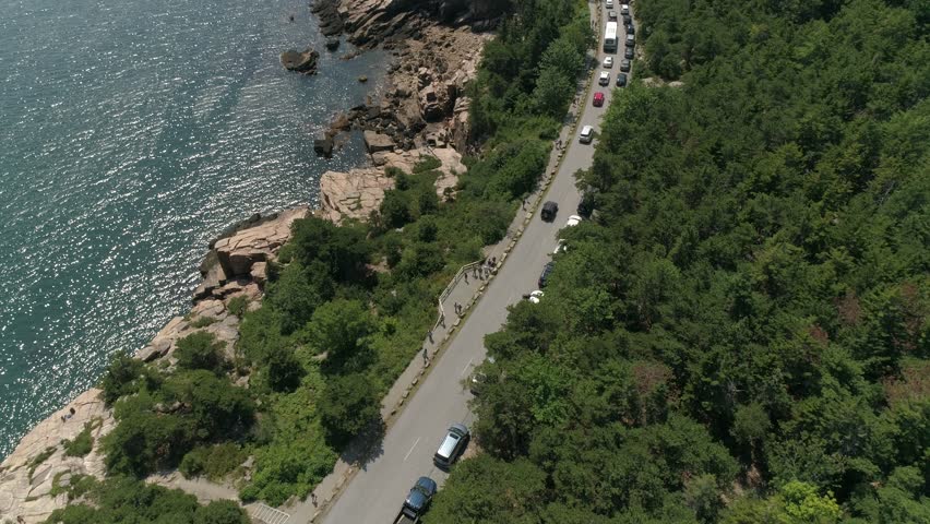 Maine Bar Harbor Acadia National Park Aerial View 4K 