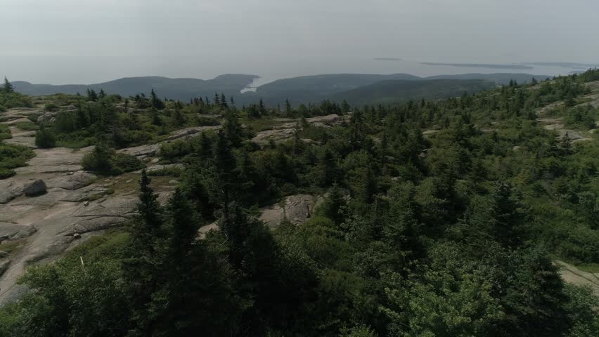 Maine Bar Harbor Acadia National Park Aerial View 4K 
