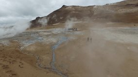 Aerial Drone Video of Geothermal Mud pits and Steam Vents in Iceland Part 1
