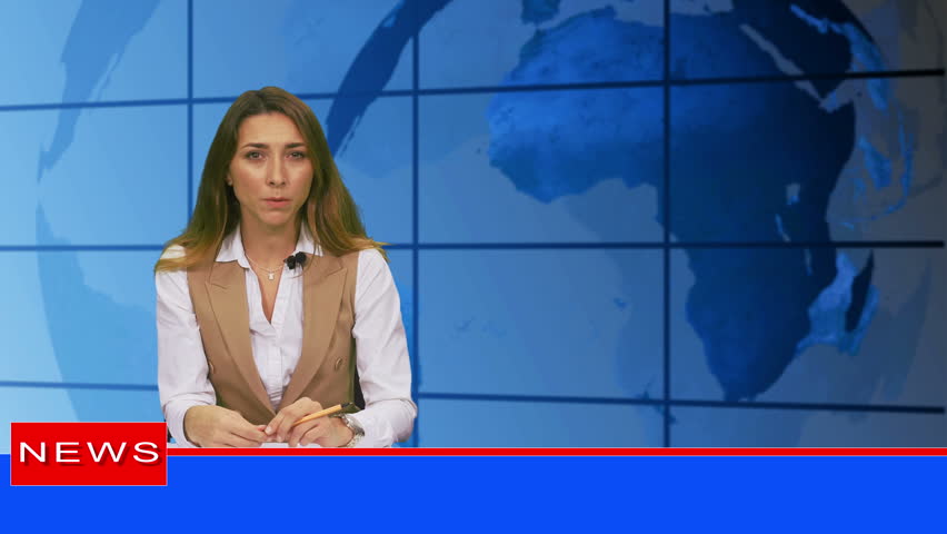 Female news presenter in broadcasting studio | Shutterstock HD Video #1019521069