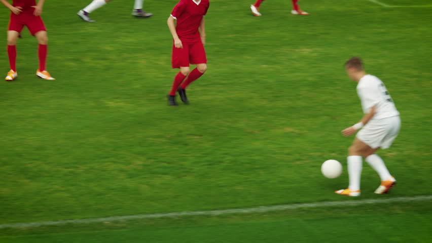 Professional Soccer Players Playing Pass Trying to Score a Goal. Impressive Professional Match on International Championship. | Shutterstock HD Video #1019537758