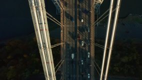 Aerial drone footage of George Washington Bridge (top view forward motion)