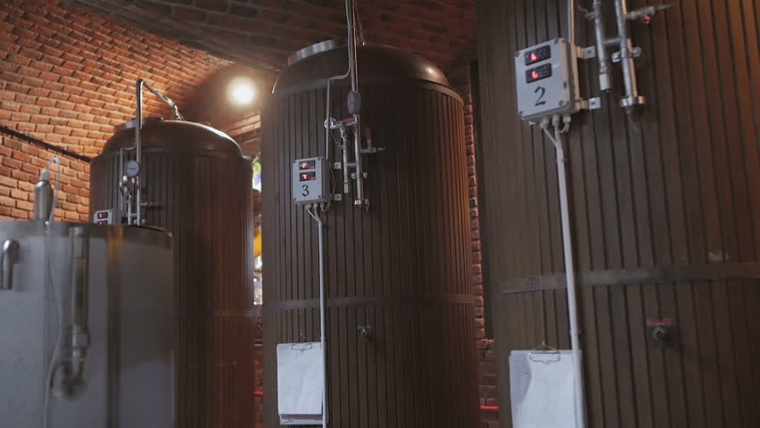 A small brewery. Vessels for brewing.