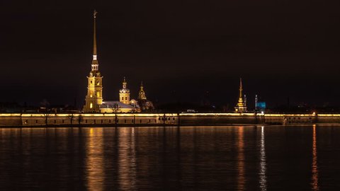 Peter and Paul fortress at night. Saint-Petersburg.Russia