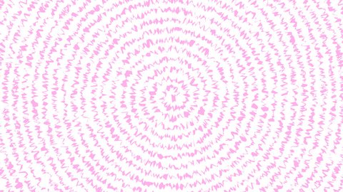 Pink spiral of zigzag waves spinning with a seamless loop rotation. High definition CGI white background backdrop motion graphics video clip
