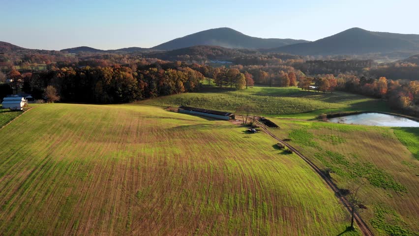 Aerial footage of road in Georgia Mountains at Blairsville