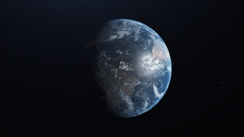 Ultra Realistic Earth in Space rotating and drifting away, stars in background - 4K