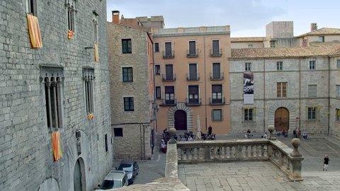 View of a part of the Old Town of Girona City from the Cathedral. Catalonia. Spain