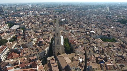 Cultural centre and contemporary art space Sainte Anne church in Montpellier by aerial drone view