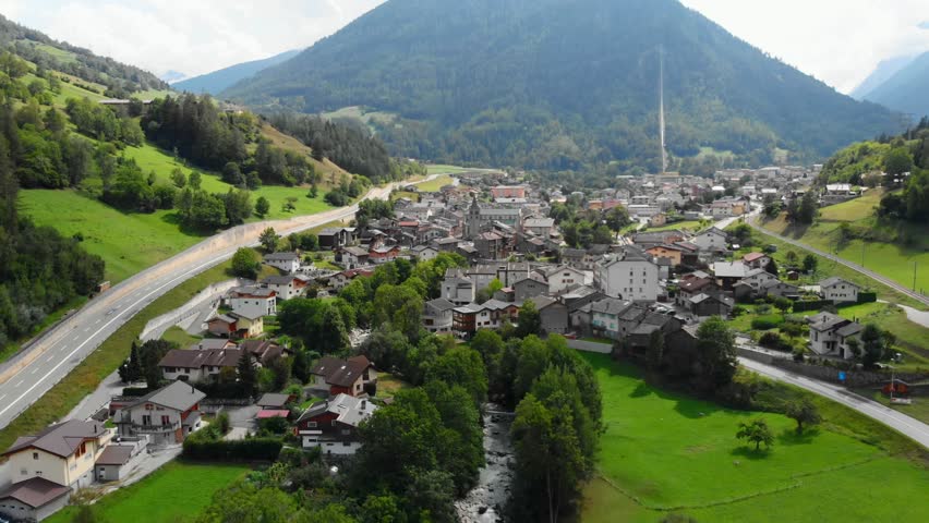 the small town of Orsieres on the Swiss Alps