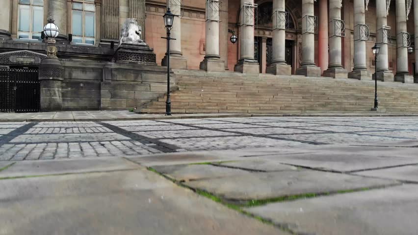 Leeds Town Hall Aerial Footage taken in the Middle of the Leeds Town Center showing the Town Hall and surrounding area in West Yorkshire in the UK