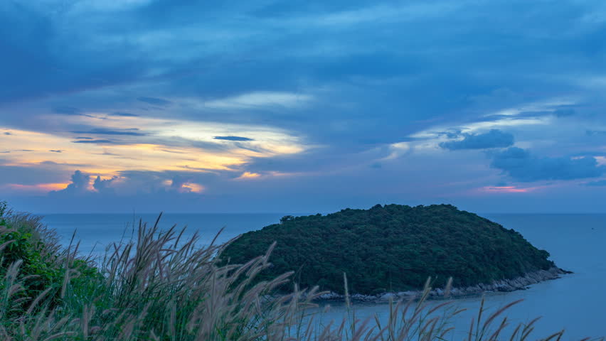 time lapse scenery sunset at  wind turbine viewpoint.Clean energy from nature wind power generates electricity near 
Promthep cape viewpoint.