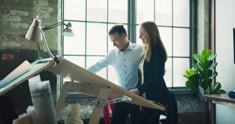 Two Professional Architects Go Over Blueprints Stock Footage Video (100 ...