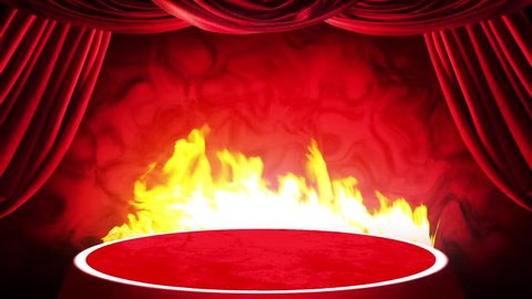 Stage Infernal Circus Fire 3D Rendering Animation