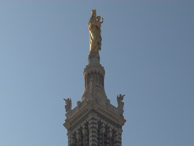 Close to the statue of Maria on the church "Notre Dame de la Garde" in Marseille in South France