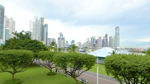 Panama 15 September 2018 Panama city coastline and Punta Paitilla skyscrapers