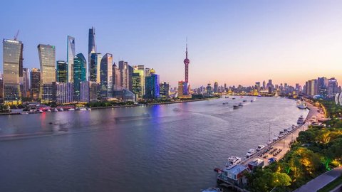 skyline of modern city in shanghai ,time lapse
