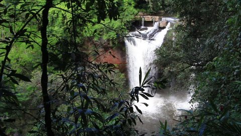 Waterfall in deep forest beautiful fall Haew suwat or Heo Suwat waterfall at Khao yai national park Thailand 