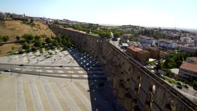Portugal.Aqueduct of Amoreira in Elvas from the air. 4k Drone Video
