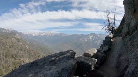 Climbing the Moro Rock in Sequoia National Park, California, USA