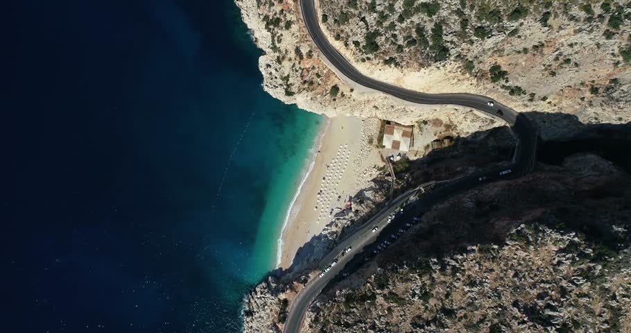 Aerial view of 'Kaputas' beach and Mediterranean seacoast/Antalya-TURKEY   Royalty-Free Stock Footage #1019717422