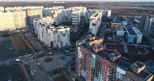 Aerial video of New Vatutinki district surroundings, Troitsk region, Russia