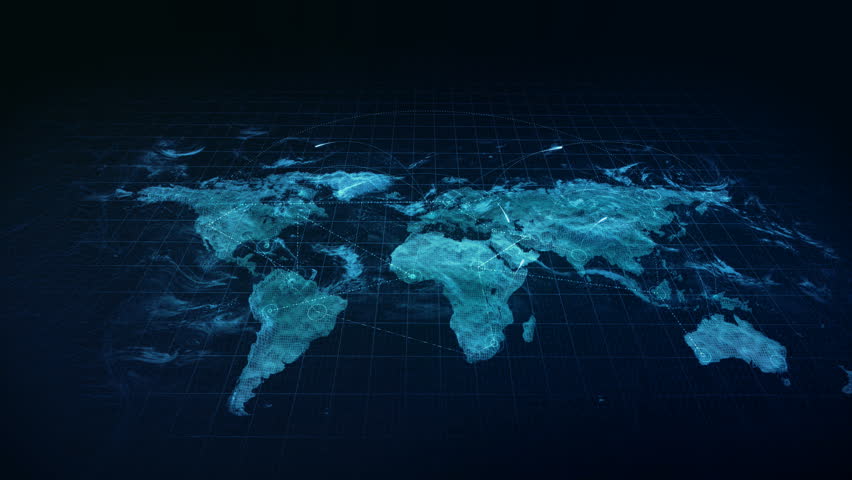 Ice blue Sci-Fi movies hologram map looped with the high-quality 3D render of ways of connections and paths connecting together like high technology screen map . | Shutterstock HD Video #1019722357