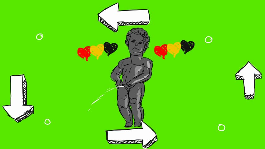 Manneken pis Belgium monument - 2D hand drawn animation 