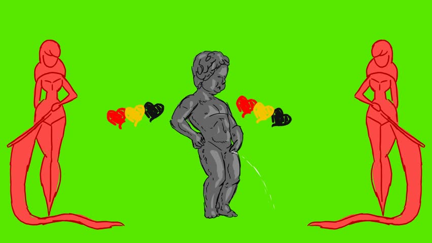 Manneken pis Belgium monument - 2D hand drawn animation 