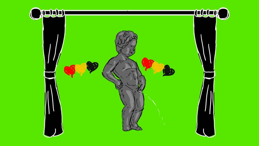 Manneken pis Belgium monument - 2D hand drawn animation 