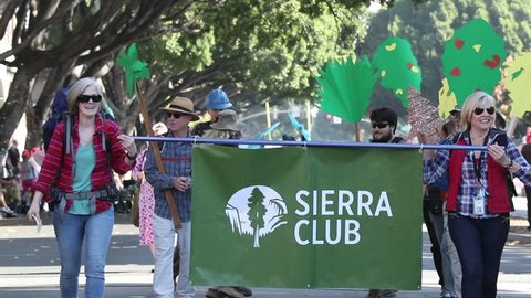 PASADENA, CA - Nov 18: Sierra Club members join the Doo Dah Parade in Pasadena on November 18, 2018. The Doo Dah Parade is a whimsical 'anti-parade' anyone can join.