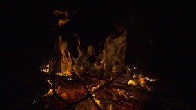 Bonfire at night slow motion, hd 1080p video footage