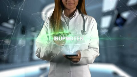 Female Doctor Hologram Treatment Word IBUPROFEN