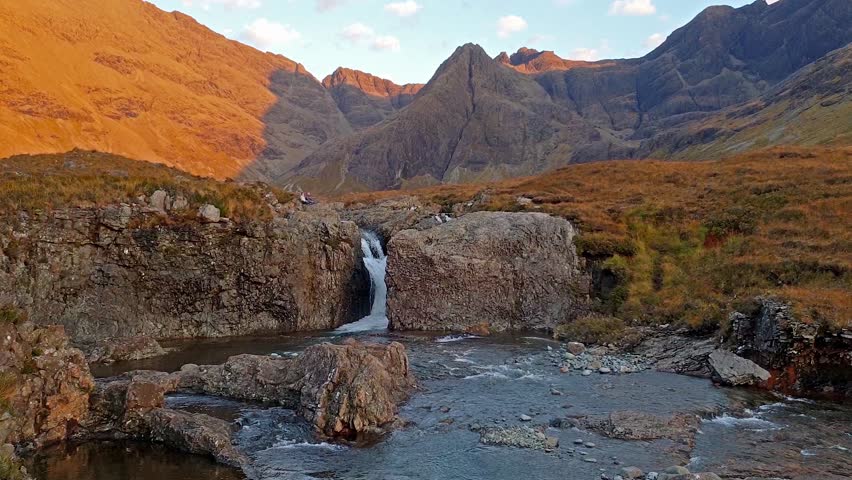 Fairy Pools in autumn at Glenbrittle at the foot of the Black Cuillin Mountains, Isle of Skye - Scotland , United Kingdom