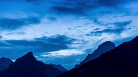 Time Lapse of Austrian Alps Late afternoon, evening, sunrise, dawn, sunset 4K 4444 colourspace from a 6K source Austria Germany