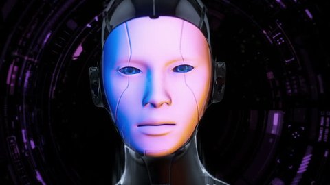Cyborg Girl With Blue Eyes - Futuristic Style - Digital Artwork