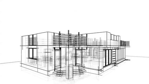 house building architecture 3d sketch