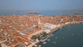 Drone video - Aerial view of Venice Italy. St Mark's square or Piazza. Professional color grade 4K UHD footage