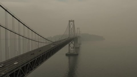 San Francisco Bay Bridge In Thick Smoke From November 2018 Wildfires