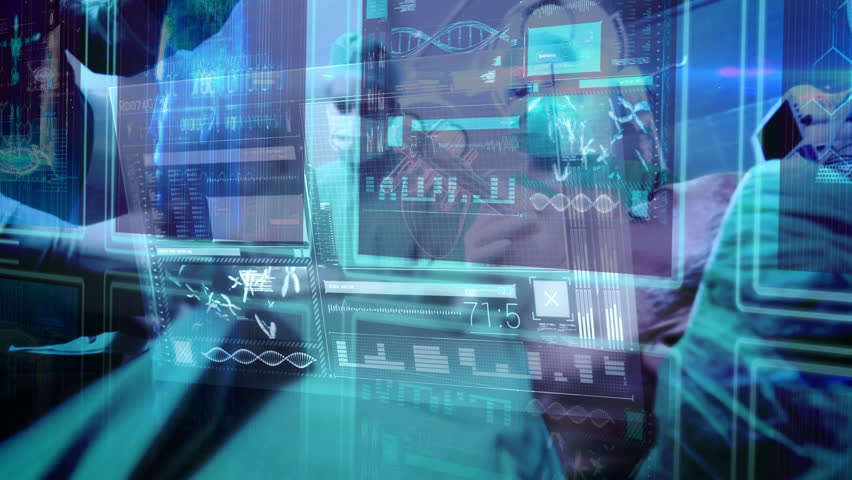 Digital composite of Science Composition Science diagrams combined with doctors doing a surgery | Shutterstock HD Video #1019781001