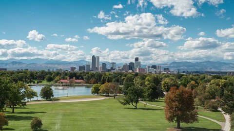 Time lapse of clouds over City Park & Downtown Denver, Colorado